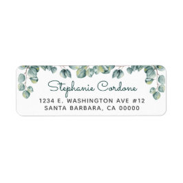 Einfache Eukalyptus-grüne weiße Rücksendeadresse