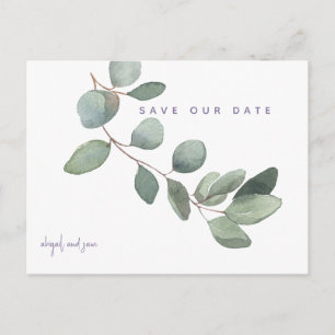 Einfache Eukalyptus Lavender Wedding Speichern Sie Postkarte
