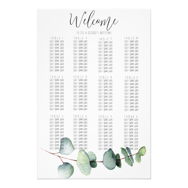 Einfache Eukalyptus-Leaf-Hochzeitskarte Fotodruck (Vorne)