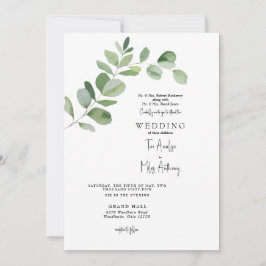 Einfache Eukalyptus Moderne beide Eltern Hochzeit Einladung