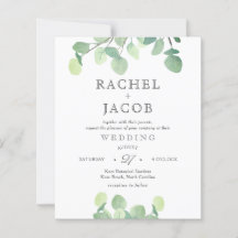 Einfache Eukalyptus Watercolor Grüne Wedding Invi