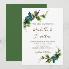 Einfache Evergreen Greenerie Christliche Hochzeit Einladung