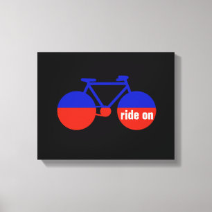einfache Fahrt mit rotem blauem Fahrrad Leinwanddruck