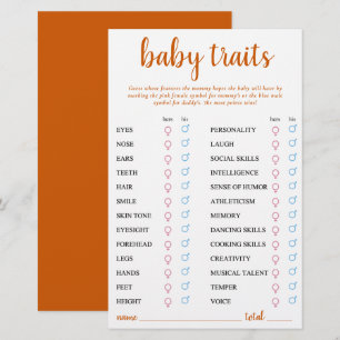 Einfache Fall Baby Trait Orange Keepake Card