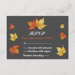 Einfache Fallende Ahorn-Blätter Hochzeit RSVP Karte