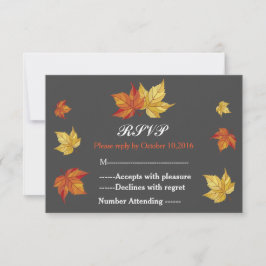 Einfache Fallende Ahorn-Blätter Hochzeit RSVP Karte