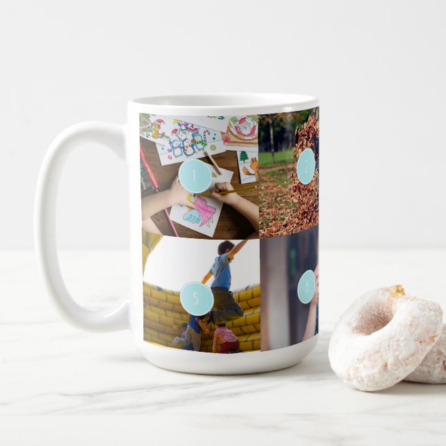 Einfache Familie 8 Fotos Collage Kaffeetasse (Mit Donut)