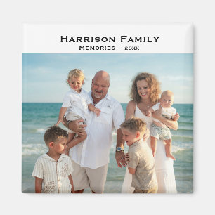Einfache Familienfoto-Erinnerungen Jahr Quadrat Magnet