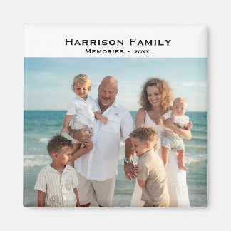 Einfache Familienfoto-Erinnerungen Jahr Quadrat Magnet