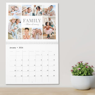 Einfache Familienfoto-Kollage Kalender