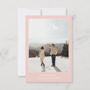 Einfache Farbe Eleganter Text und Foto / Hochzeit Save The Date
