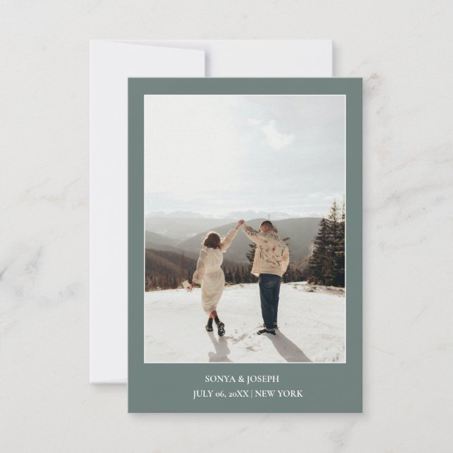 Einfache Farbe - Eleganter Text und Foto Save the  Date (Vorderseite)