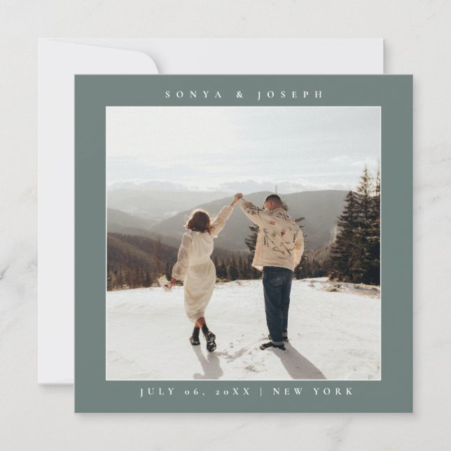 Einfache Farbe - Eleganter Text und Foto Save the  Date (Vorderseite)