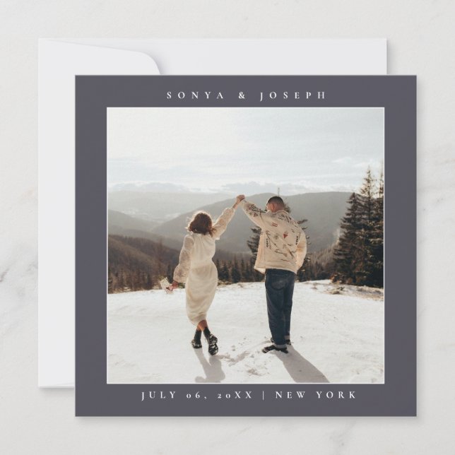 Einfache Farbe - Eleganter Text und Foto Save the  Date (Vorderseite)