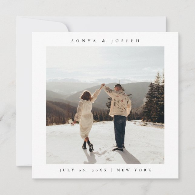 Einfache Farbe - Eleganter Text und Foto Save the  Save The Date (Vorderseite)