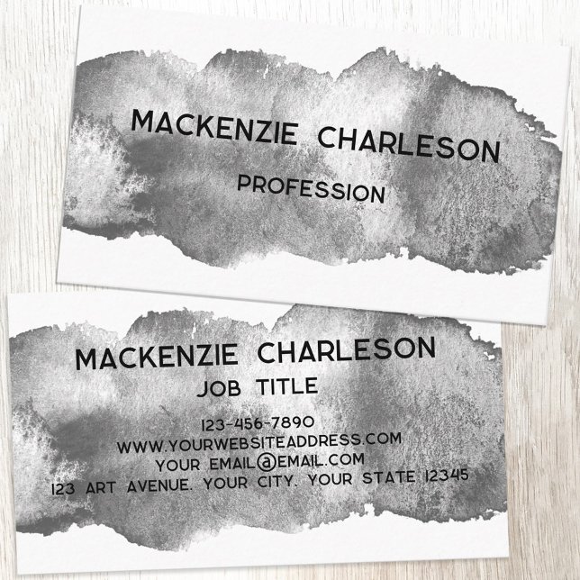 Einfache Farbe Pinsel Pinselstrich Visitenkarte (Simple watercolor paint brushstroke custom text business card)