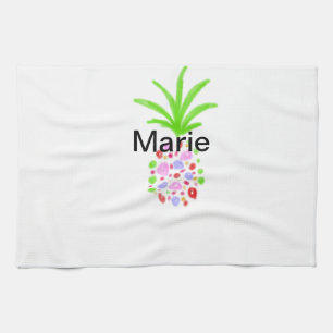 Einfache farbenfrohe Ananas hinzufügen Name minima Geschirrtuch
