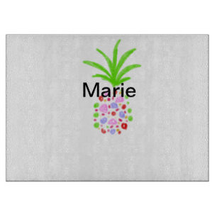 Einfache farbenfrohe Ananas hinzufügen Name minima Schneidebrett
