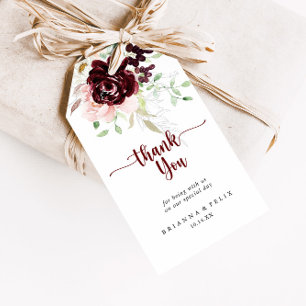 Einfache farbenfrohe klassische Blumenhochzeit Vie Geschenkanhänger