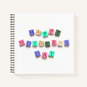 Einfache farbenfrohe Muttertagsfliesen   Notebook Notizbuch