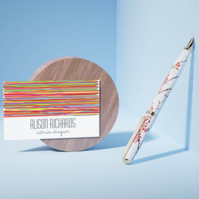 Einfache, farbenfrohe Regenbogenstreifen Visitenkarte (Von Creator hochgeladen)