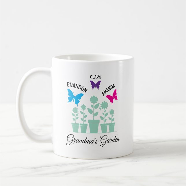 Einfache farbenfrohe Schmetterlinge Großkinder Oma Kaffeetasse (Links)