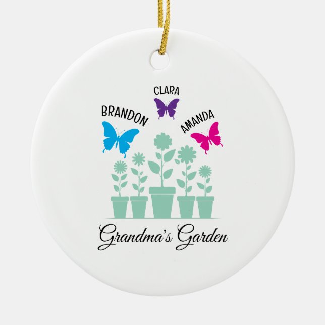 Einfache farbenfrohe Schmetterlinge Großkinder Oma Keramik Ornament (Vorne)