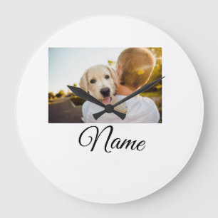 Einfache farbenfrohe Tier-Add-Name-Foto-individuel Große Wanduhr