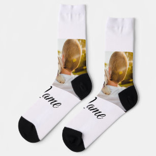 Einfache farbenfrohe Tier-Add-Name-Foto-individuel Socken