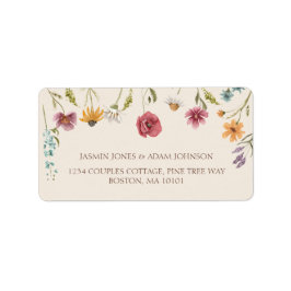 Einfache farbenfrohe Wildblume Blumenhochzeit Adressaufkleber