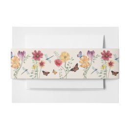 Einfache farbenfrohe Wildblume Blumenhochzeit Einladungsbanderole