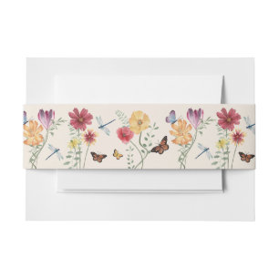 Einfache farbenfrohe Wildblume Blumenhochzeit Einladungsbanderole