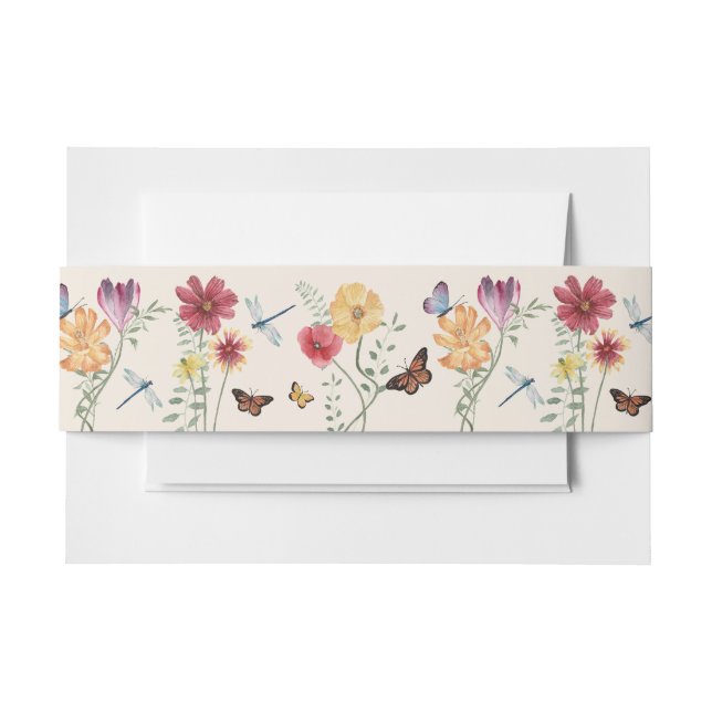 Einfache farbenfrohe Wildblume Blumenhochzeit Einladungsbanderole (Vorderseite Beispiel)