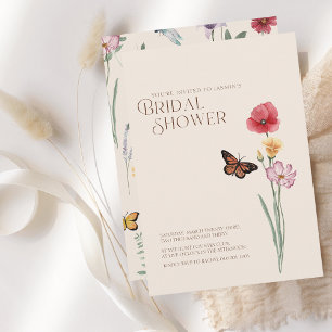 Einfache farbenfrohe Wildblume Brautparty Hochzeit Einladung
