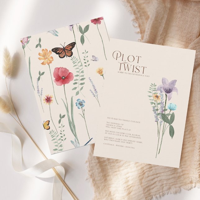 Einfache farbenfrohe Wildblume Plot Drehung Hochze Save The Date (Simple Colorful Wildflower Floral Wedding Plot Twist )
