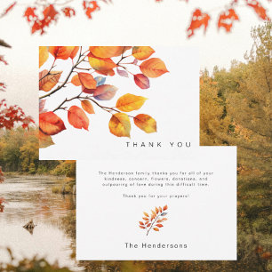 Einfache farbige Fall-Foliage-Beerdigung Danke