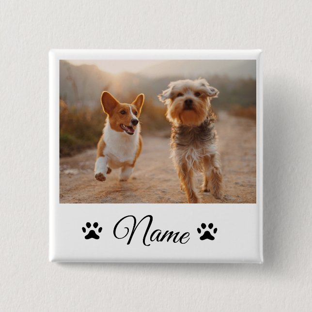 Einfache farbige Foto-Namenssammlung Button (Vorderseite)