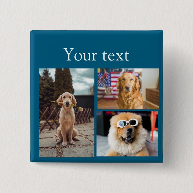 Einfache farbige Foto-Namenssammlung Button (Vorderseite)