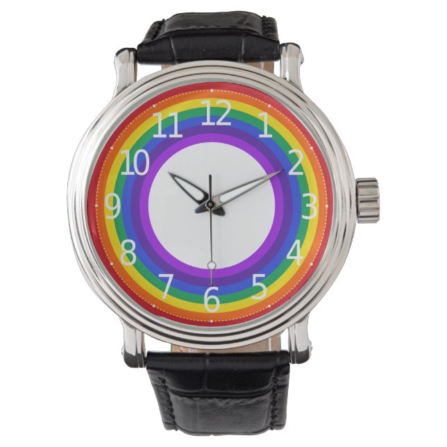 Einfache farbige LGBT Pride Rainbow Men Watch Armbanduhr (Vorderseite)