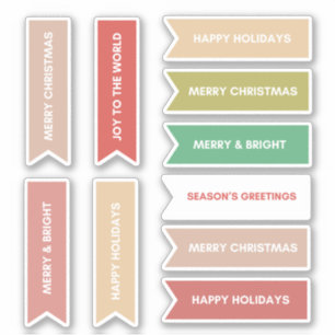 Einfache farbige Pastel 10 pc Mix Weihnachtstext Aufkleber