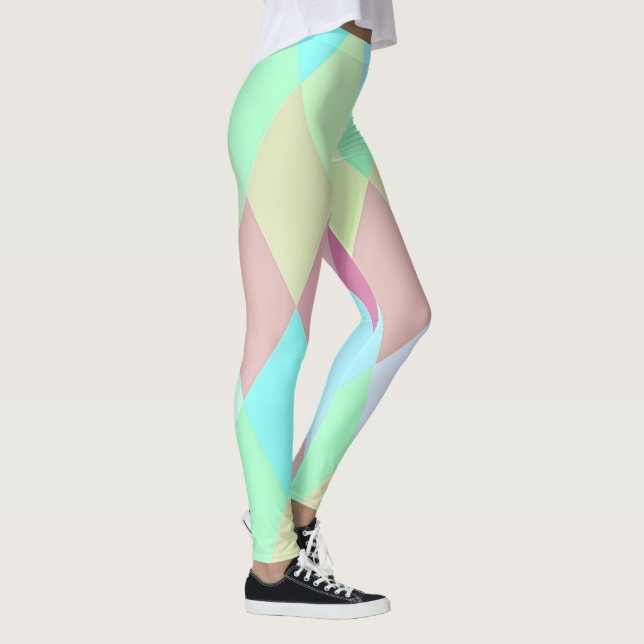 Einfache, farbige Pastelle Harlequin| Leggings (Rechts)