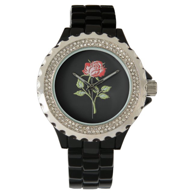 Einfache farbige Rose Armbanduhr (Vorderseite)