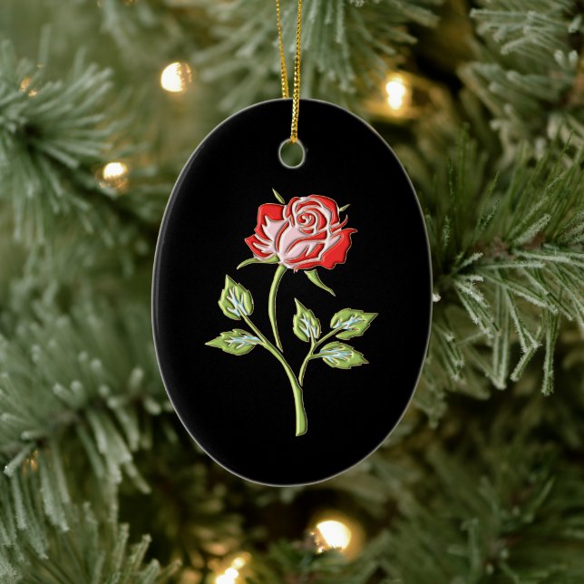 Einfache farbige Rose Keramik Ornament (Baum)