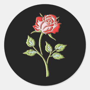 Einfache farbige Rose Runder Aufkleber