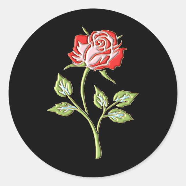 Einfache farbige Rose Runder Aufkleber (Vorderseite)