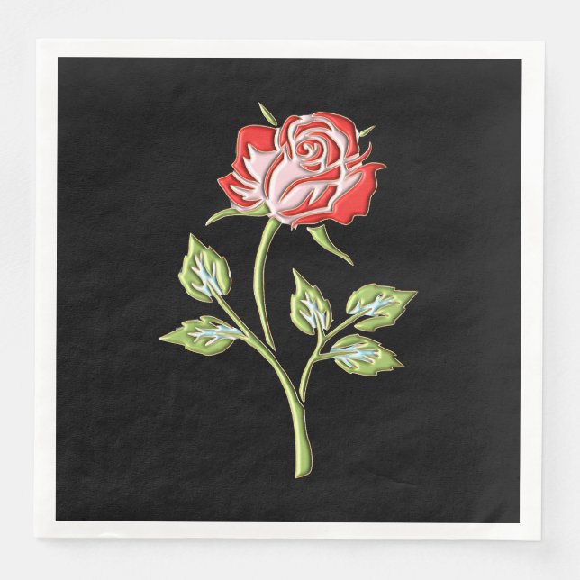 Einfache farbige Rose Serviette (Vorderseite)