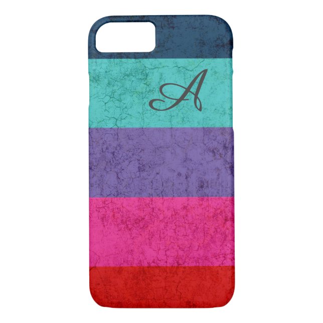 Einfache farbige Streifen Muster Textur Monogramm Case-Mate iPhone Hülle (Rückseite)