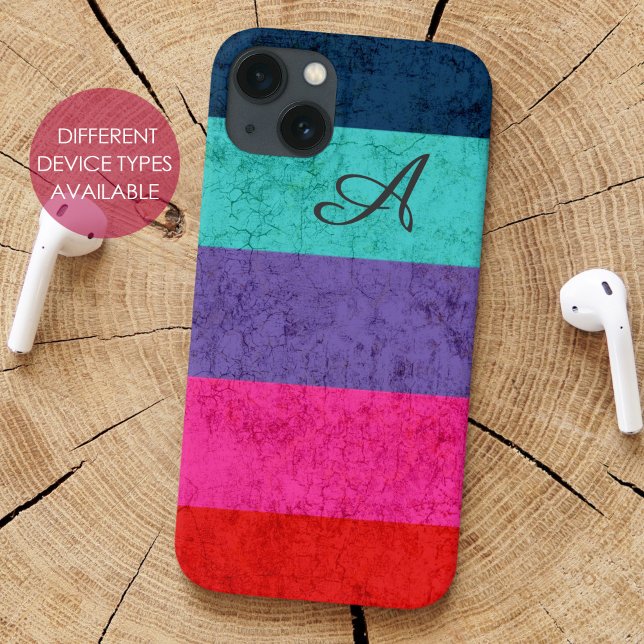 Einfache farbige Streifen Muster Textur Monogramm Case-Mate iPhone Hülle (Von Creator hochgeladen)