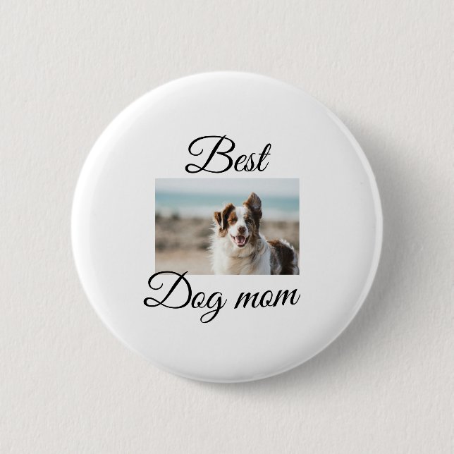 Einfache farbige Tiere geben Foto Hund Mama-Gesche Button (Vorderseite)