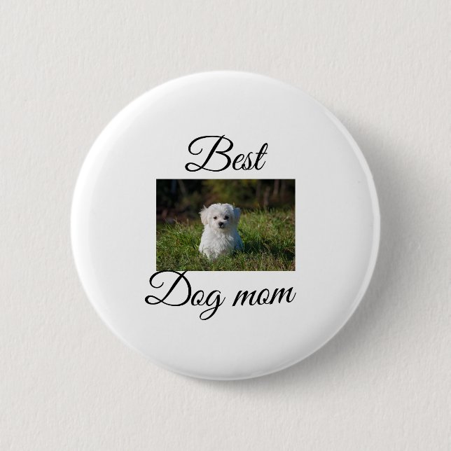 Einfache farbige Tiere geben Foto Hund Mama-Gesche Button (Vorderseite)